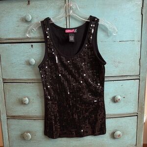 SAYWHAT Black Sequin Tank Top